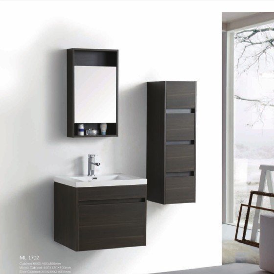 ML-1702 24 Inch MDF PVC Melamine Bathroom Vanities Single Sink Painting PVC Filming Melamine view 2