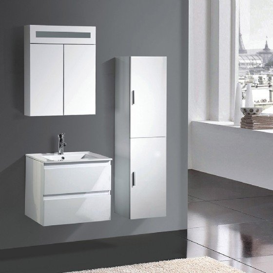 MF-1512 24 inch Double basin MDF bathroom cabinet with high glossy painting view 2
