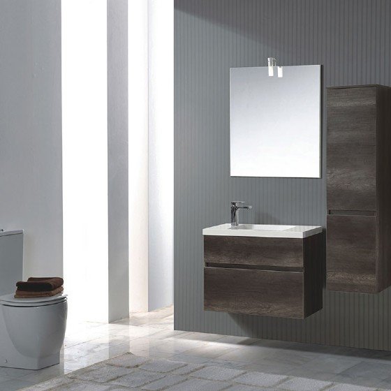 ML-1503 24 Inch MDF PVC Melamine Bathroom Vanities Double Sink Painting PVC Filming Melamine view 2