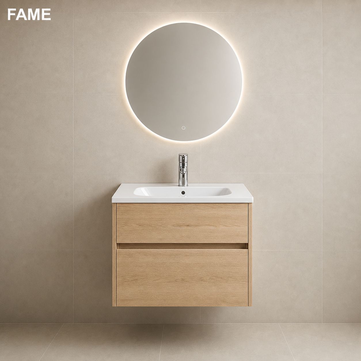 Light Oak 600mm Wall Hung Vanity