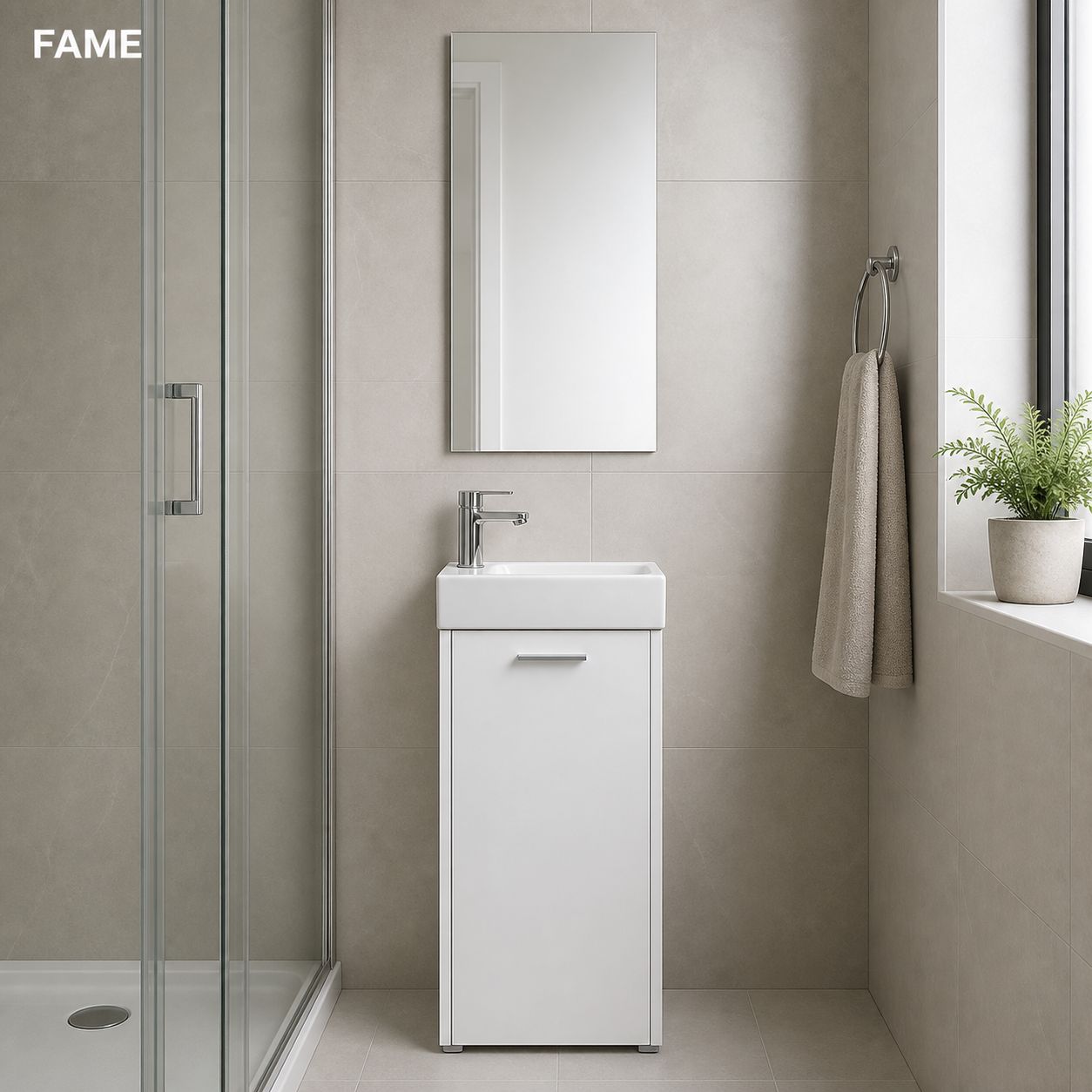 Gloss White 900mm Side Tower Vanity