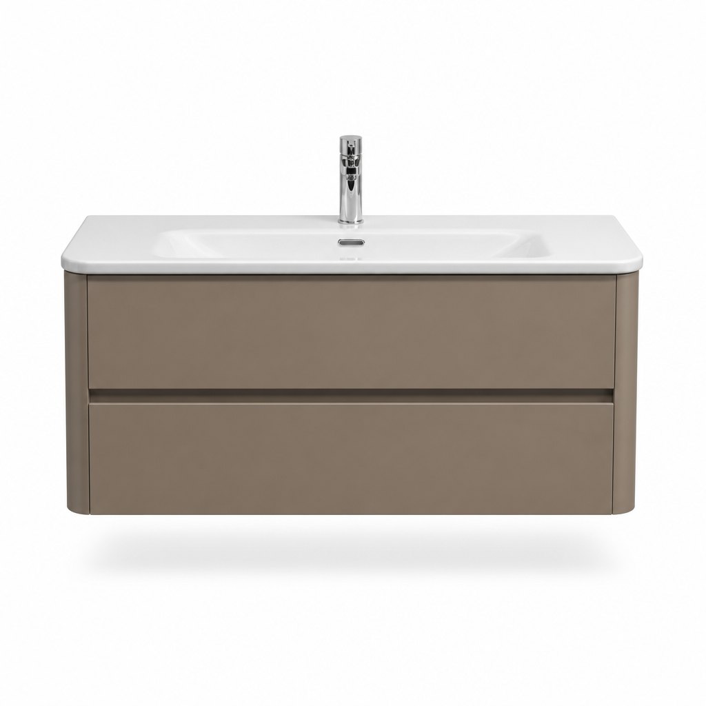 1000mm Mocha Wall-Hung Vanity — Ceramic Integrated Basin — FAME OEM bathroom vanity