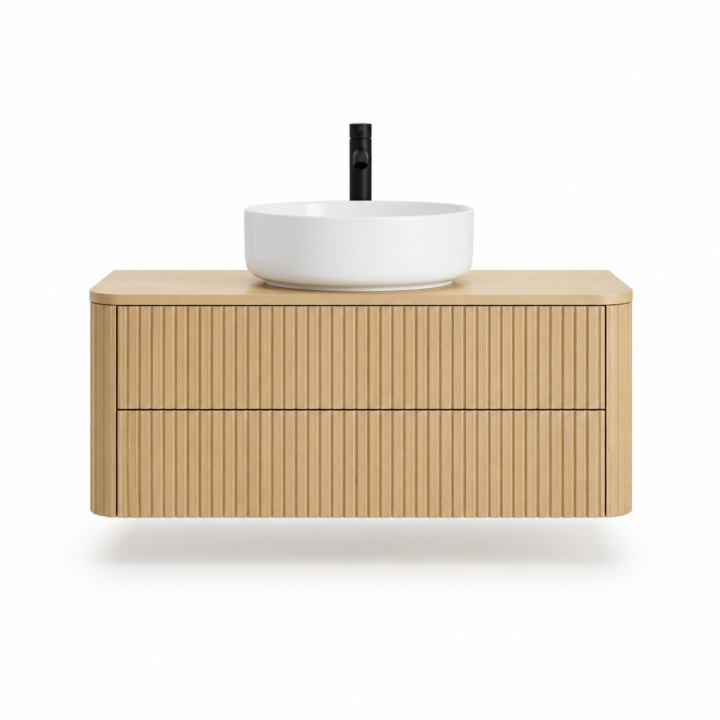 1000mm Slat-Edge Rounded Vanity — Light Maple — FAME OEM bathroom vanity