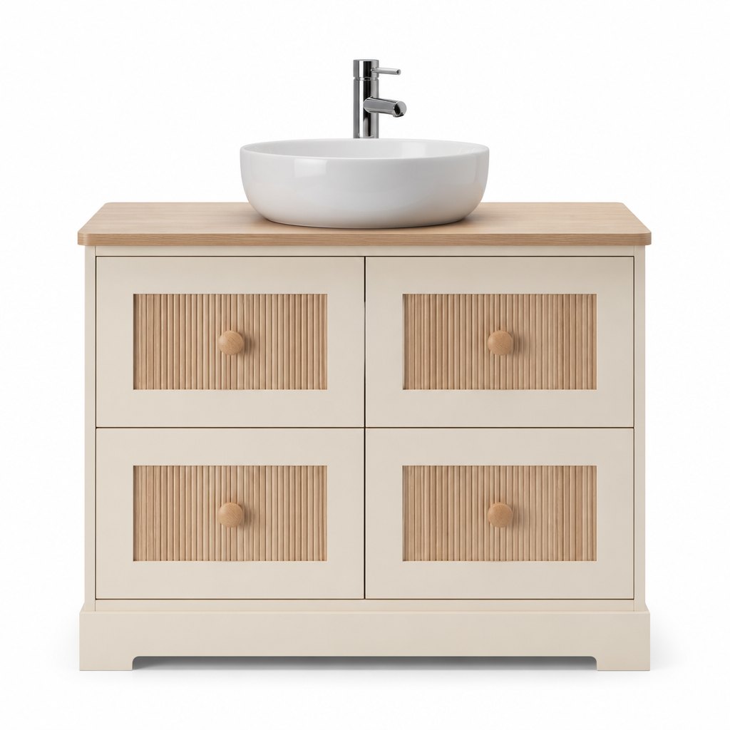 1200mm Beige Wood-Tone Vanity — Round Vessel Basin — FAME OEM bathroom vanity