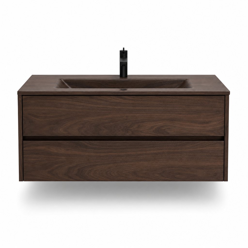 1200mm Black Walnut Vanity — Integrated Basin Top — FAME OEM bathroom vanity
