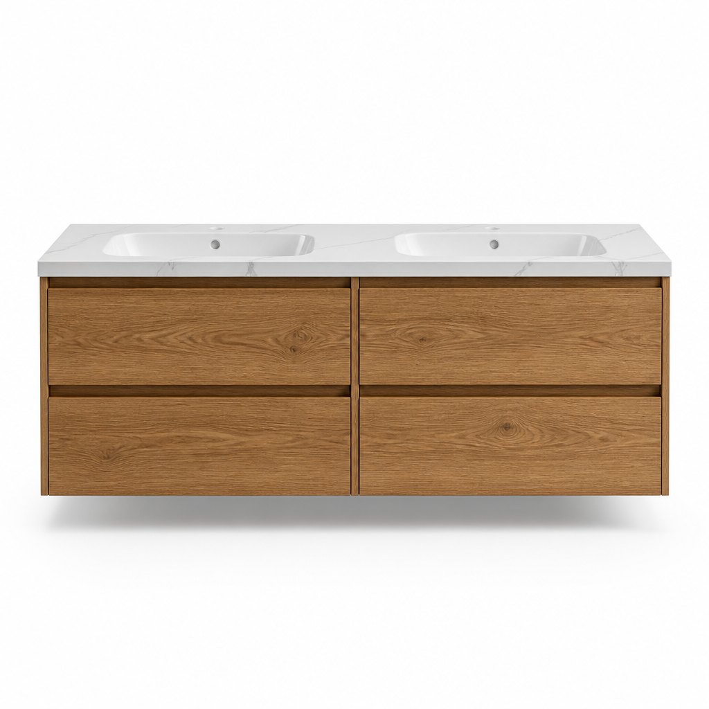 1200mm Double-Basin Floating Vanity — Quartz Top — FAME OEM bathroom vanity
