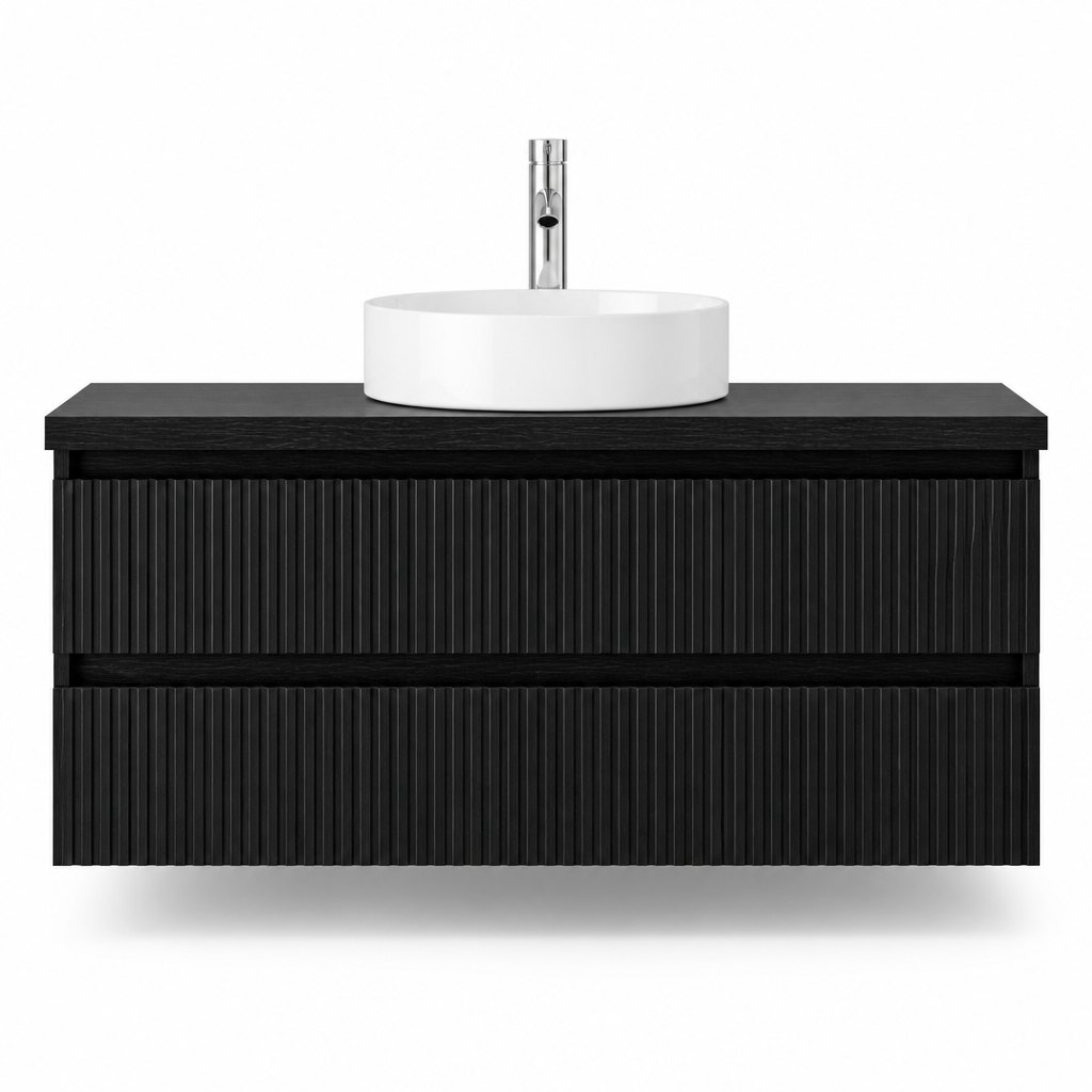 1200mm Fluted Black Oak Vanity — Vessel Basin — FAME OEM bathroom vanity