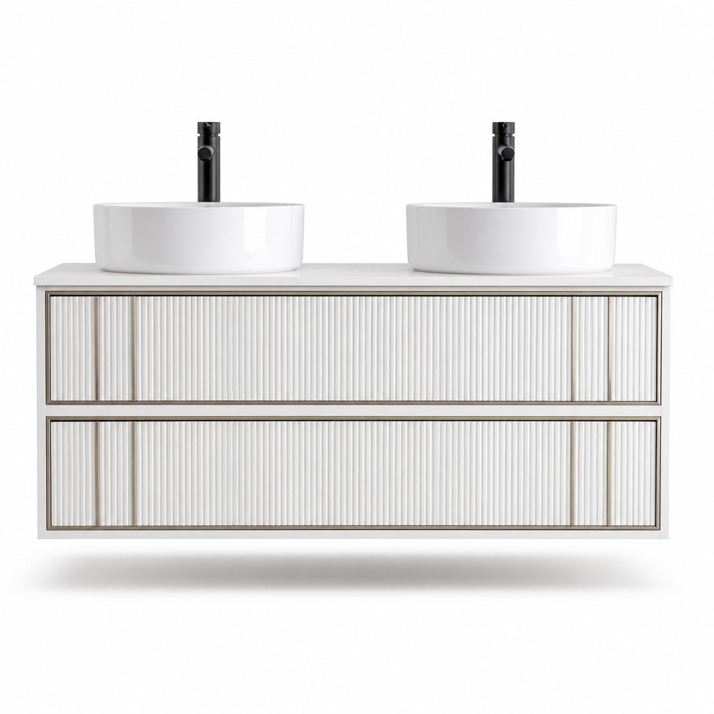 1200mm Fluted Gold-Ribbed Vanity — Double Vessel — FAME OEM bathroom vanity