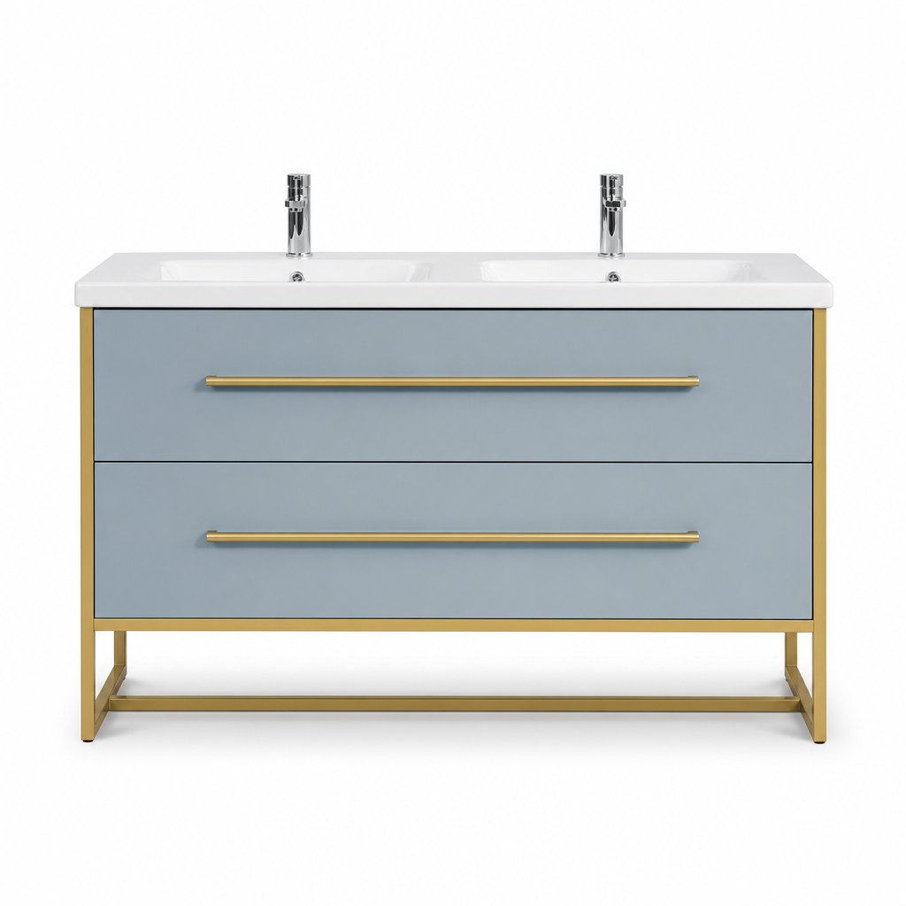 1200mm Gold-Frame Blue Vanity — Double Basin — FAME OEM bathroom vanity