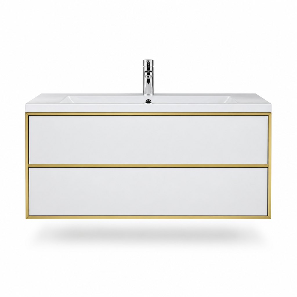 1200mm Gold-Frame Trim Vanity — Metal Perimeter — FAME OEM bathroom vanity