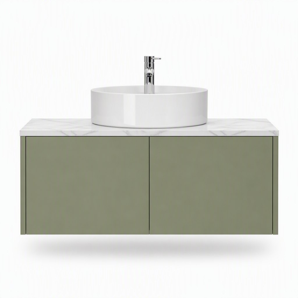 1200mm Sage Green Vanity — Marble Top & Round Basin — FAME OEM bathroom vanity