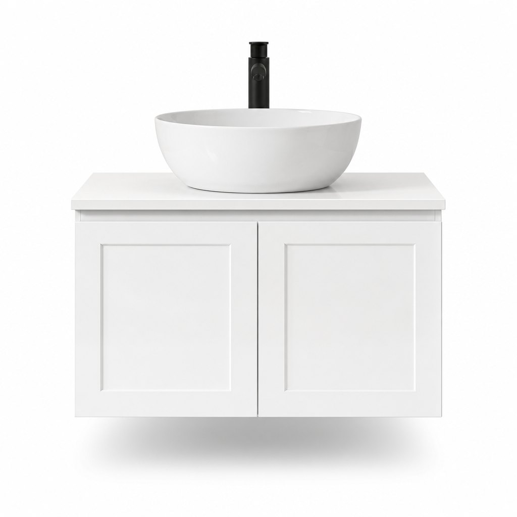 750mm Gloss White Shaker Vanity — Vessel Sink — FAME OEM bathroom vanity