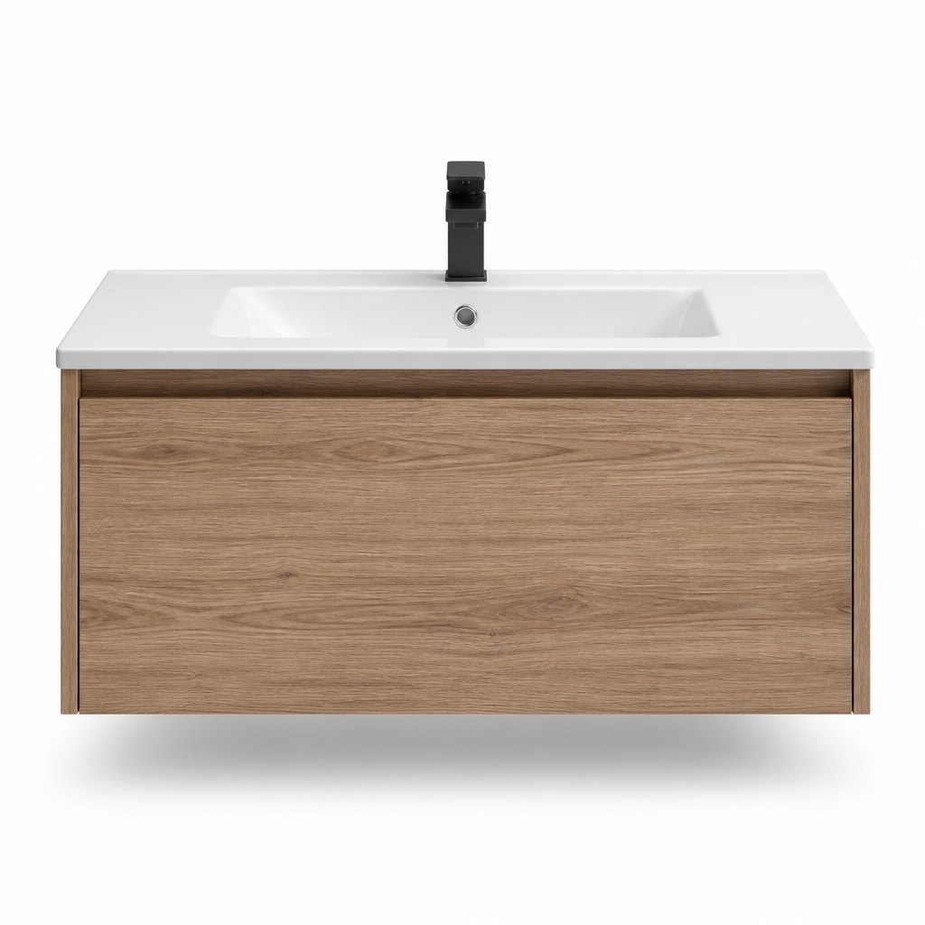 800mm Melamine Wood Vanity — Black Faucet — FAME OEM bathroom vanity