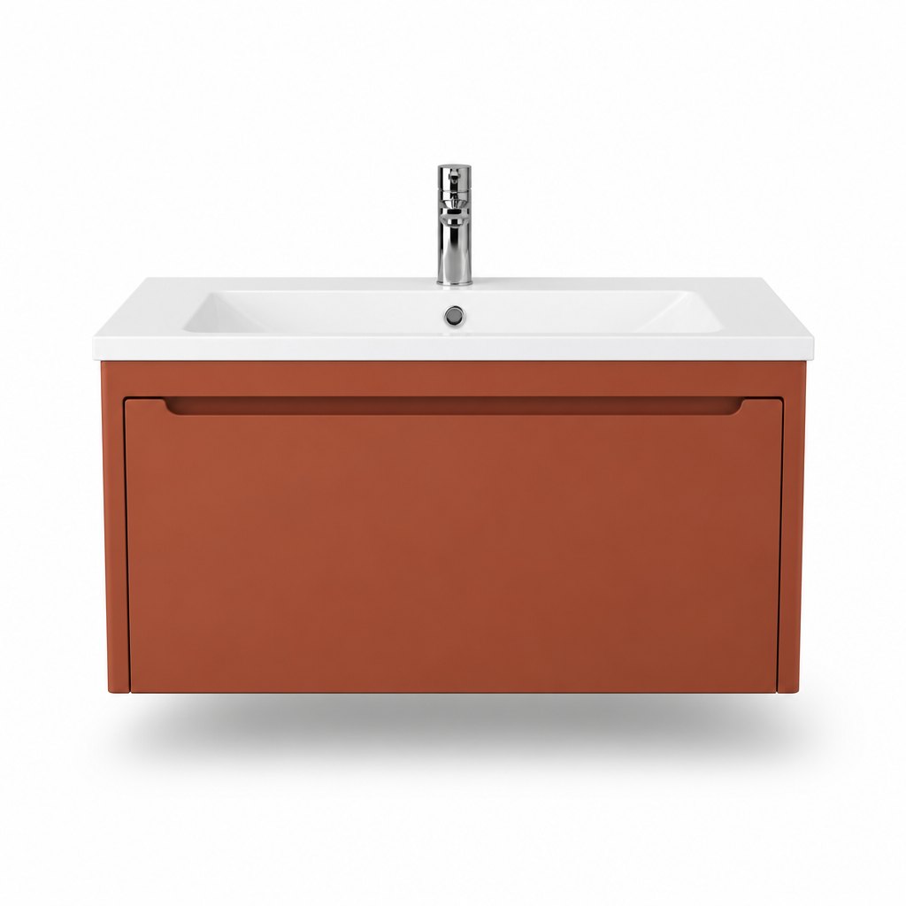 800mm Terracotta Wall-Hung Vanity — Sloped Basin — FAME OEM bathroom vanity