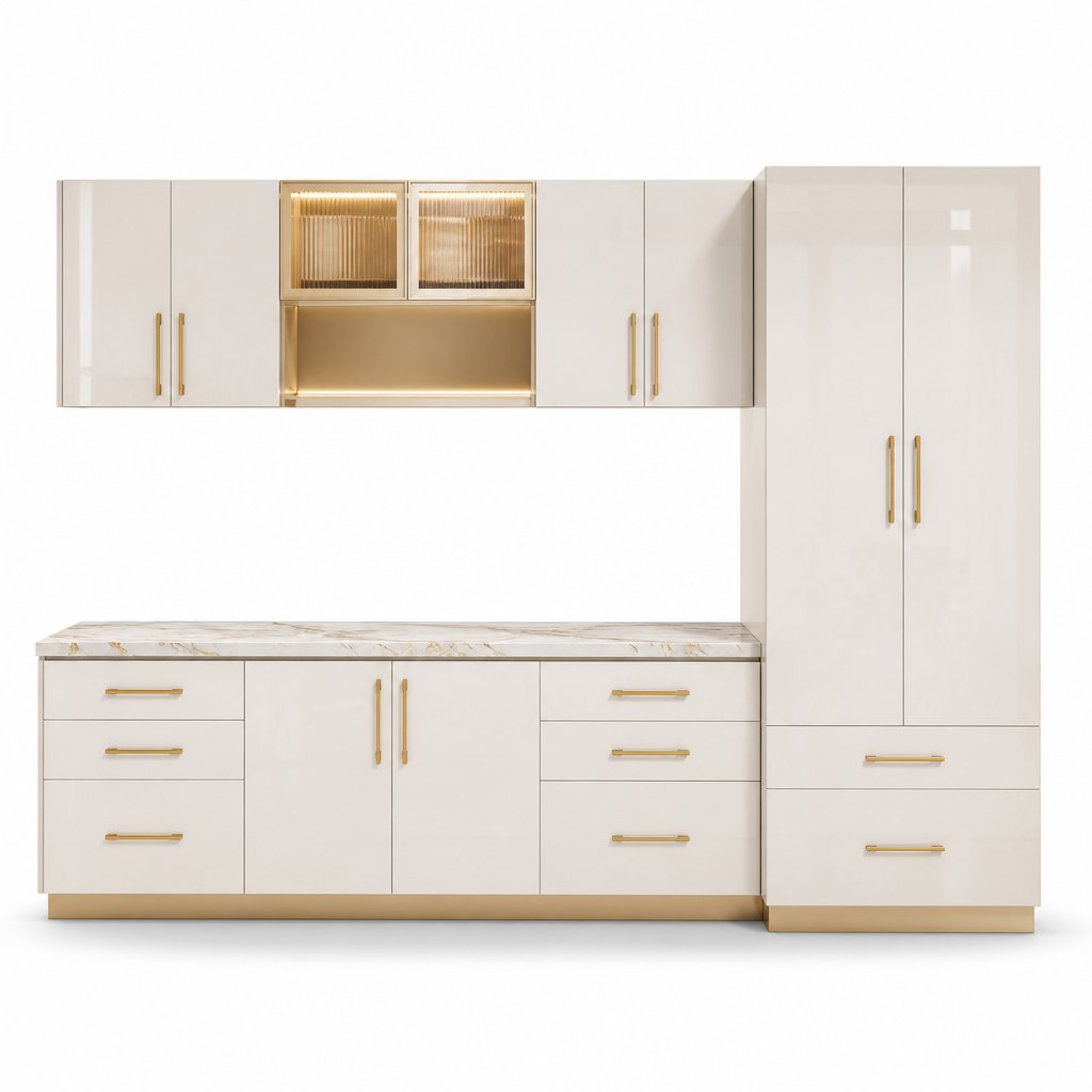 High-gloss lacquer modular kitchen cabinets